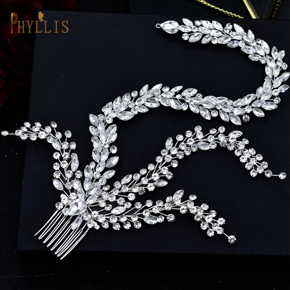 

A459 Silver Bridal Headband with Comb Crystal Wedding Headpieces Bride Hair Accessories Bridesmaid Headwear Queen Hairband