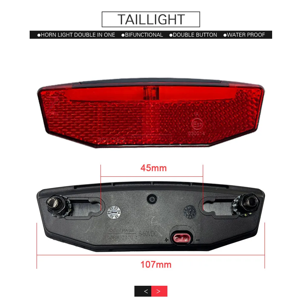 

Bike Light Set Ebike Head Light Bicycle Horn Black Parts Rear Light With Switch Accessories Bicycle Replacement