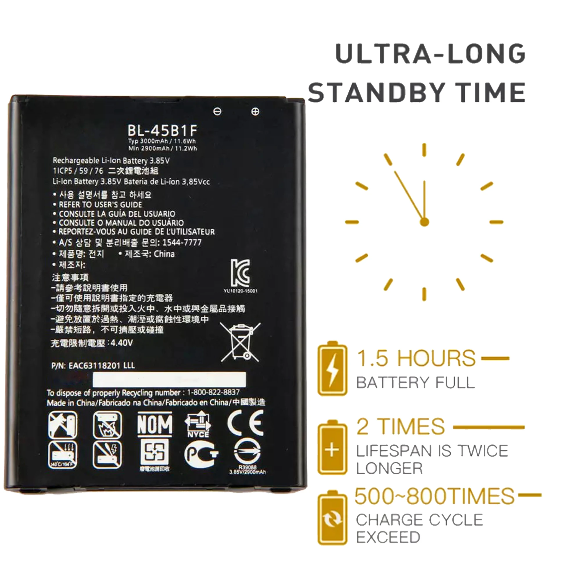 BL-45B1F battery for LG V10 battery F600 Style 2 H961N H900 VS990 H968 BL45B1F Repair Part Original Capacity Mobile Phone enlarge