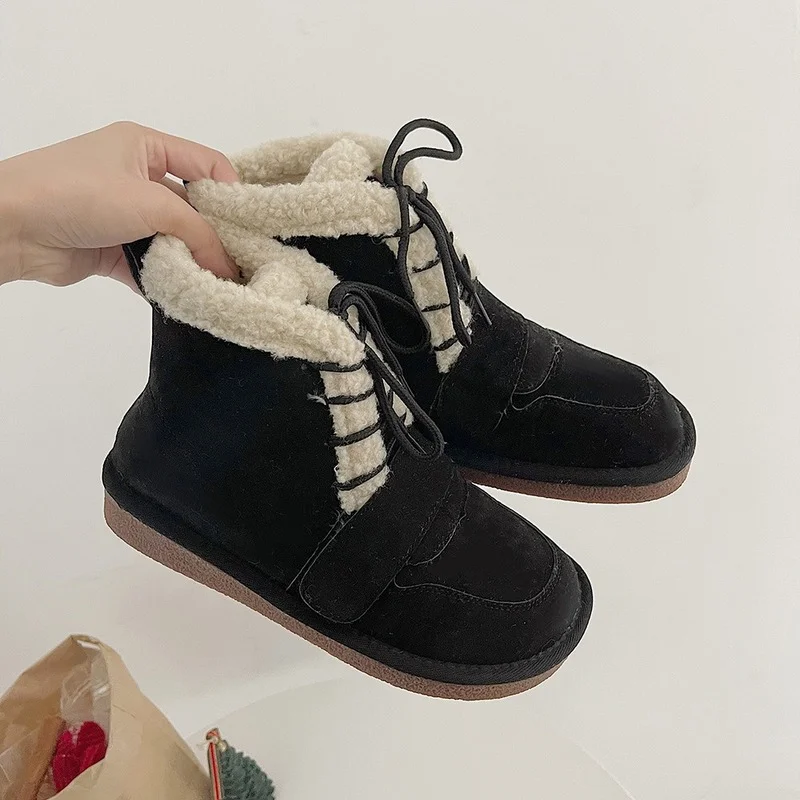 

NALISHA winter women snow boot Suede Leather Ankle platform boots Warm Wool Ladies Winter Fur Shoes cotton boots chunky