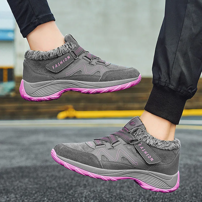 Winter Women's Boots Warm Plush Casual Walking Shoes High To Help Non-slip Hiking Shoe
