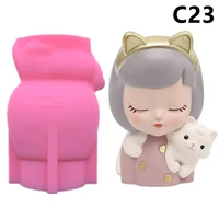 cute cat girl succulent flower pot silicone mold scented molds for gypsum and concrete stone carving art ornaments homemade