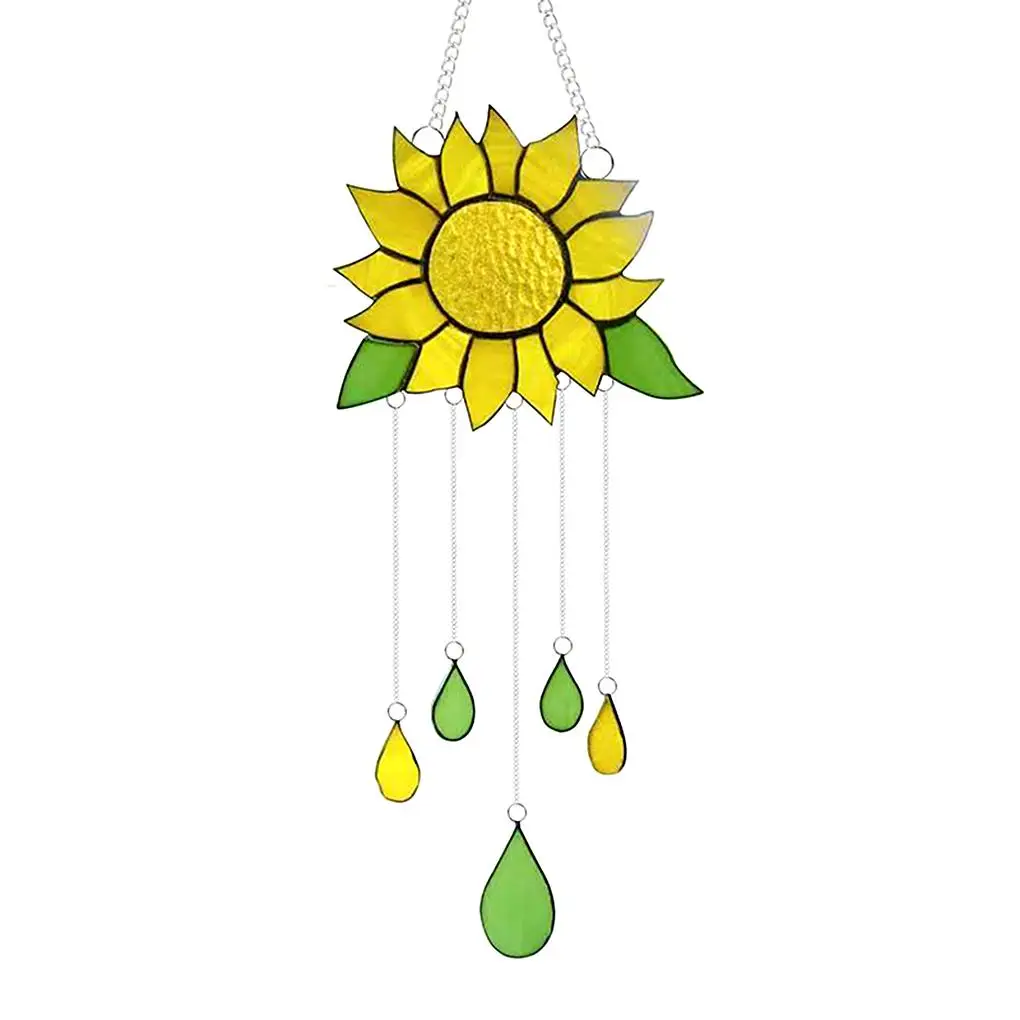 

Wind Bell Alloy Sunflower Wind Chime Epoxy Hanging Craft Decoration Windbell for Home Garden