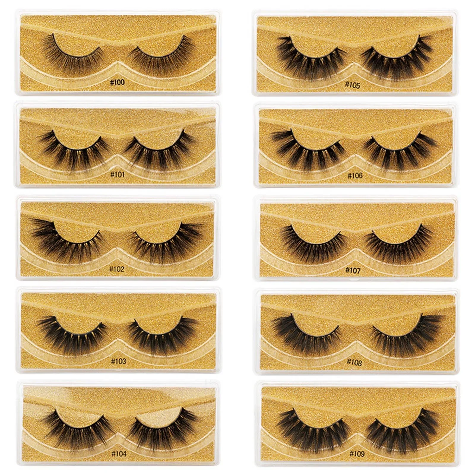 

NEW2023 Eye Lashes Long Natural Eyelashes with Glue 20 Natural Faux Mixed Styles 10 Wispy Volume Pairs Pack Big Eyelashes Decor