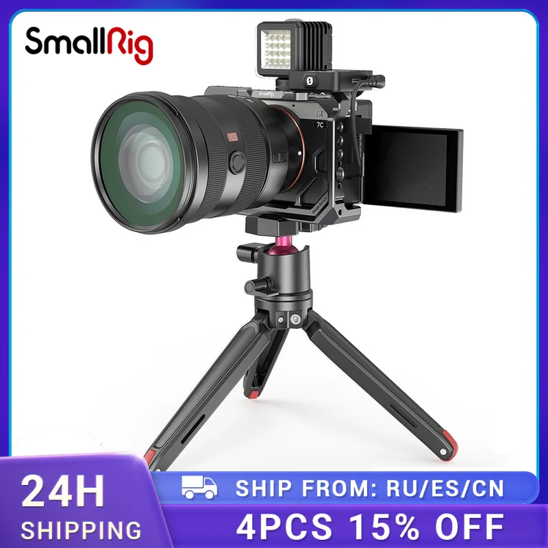 

SmallRig Formfitting Full DSLR A7C Camera Cage for Sony A7C Cage Rig With Microphone LED Fill Light Extension Portable Rig 3081