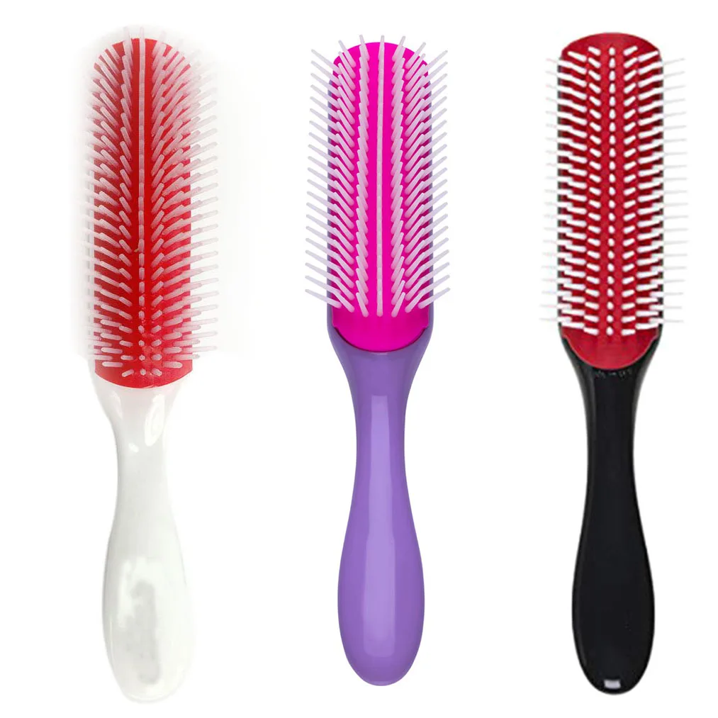 

Comb 9 Row D41 Women Styling Large Hair Brush For Detangling Volumizing-Anti-Static Rubber Pad - Nylon Bristle