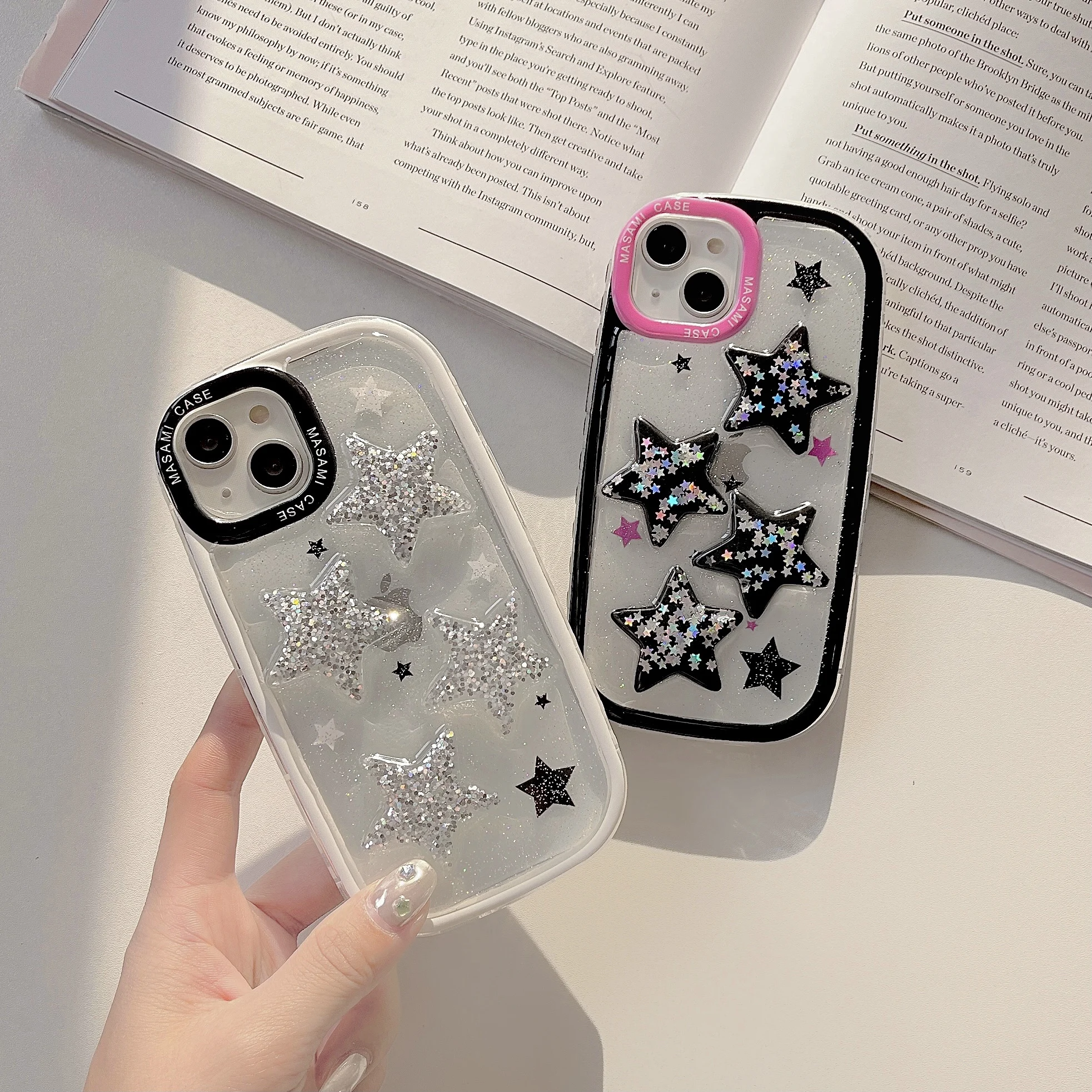 

Чехол INS Flash Powder 3D Star для iPhone 14 13 Pro Max 12 11 Pro Plus, противоударный защитный мягкий силиконовый прозрачный чехол