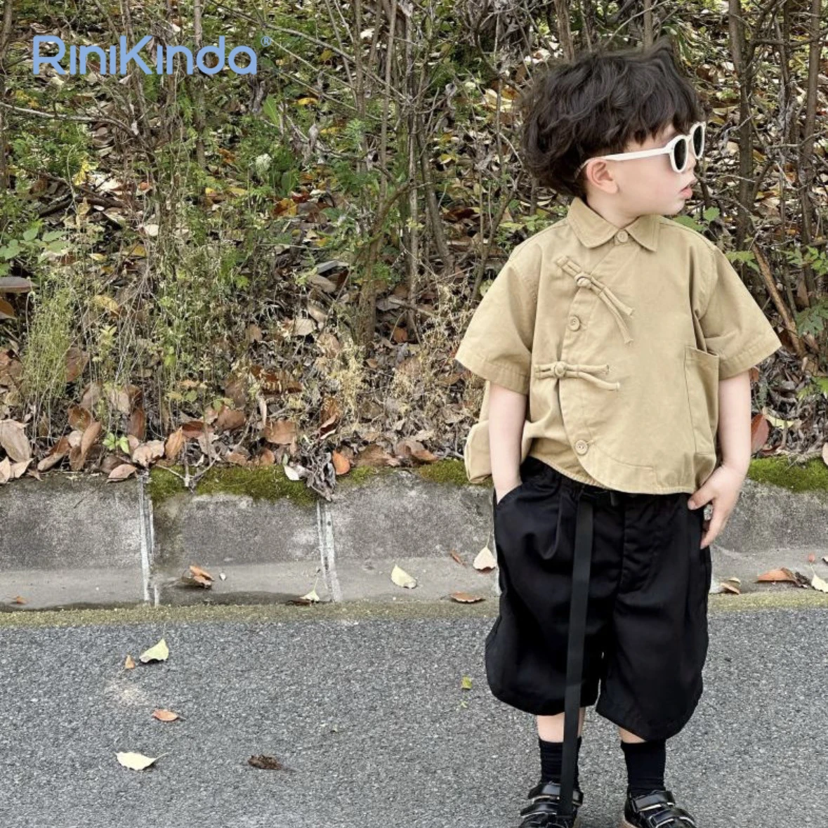 

2023 Children's Shirt for Boys Summer Solid Short Sleeve Kids Shirts Baby Toddler Boys Tops Chinese Style Clothing New