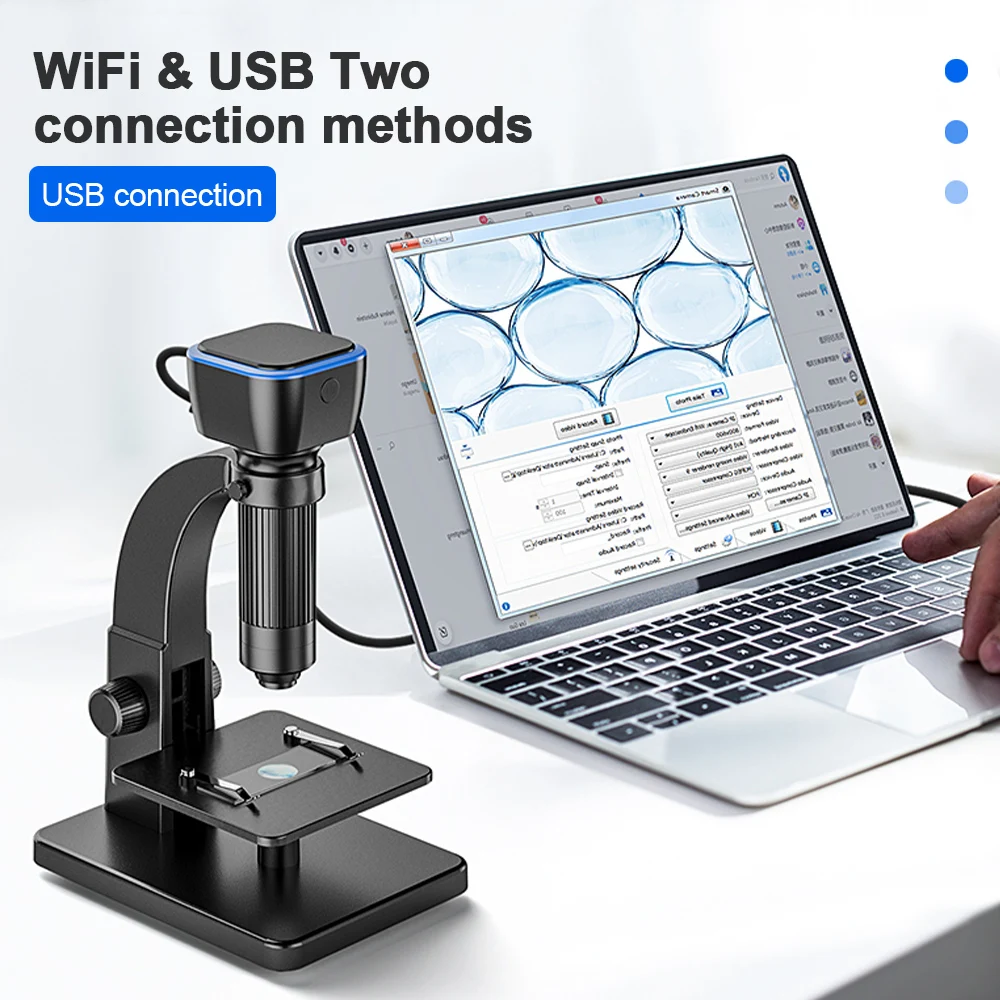 2000X цифровой микроскоп с двумя объективами Wi-Fi 5 МП электронный видеокамера для