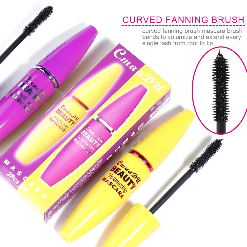 

2 Pc 4D Silk Fiber Eyelashes Lengthening Mascara Waterproof Long Lasting Lash Black Eyelashes Extension Make Up 3D Mascara