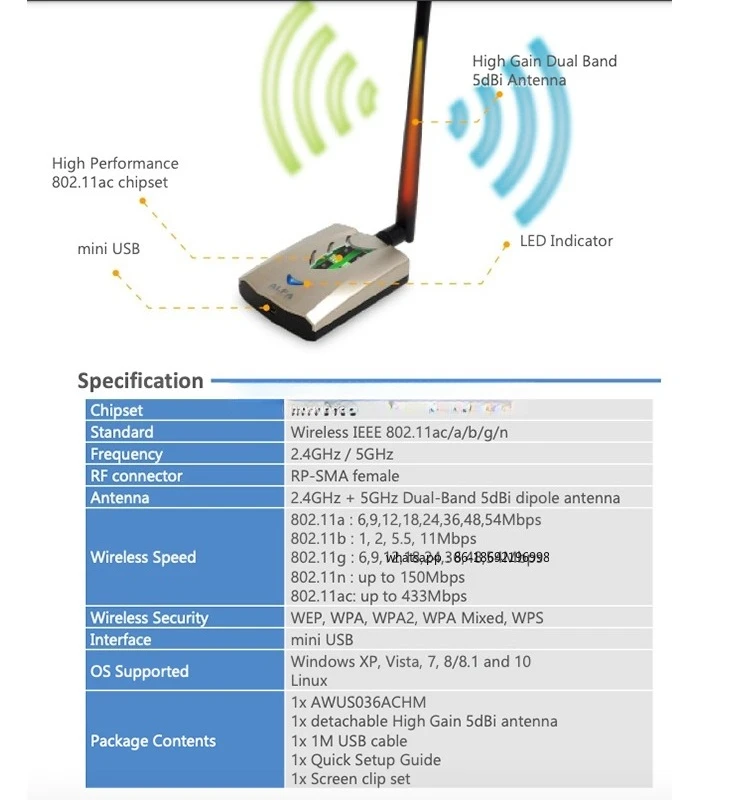 Красный ALFA AWUS036ACHM MT7610 802.11AC, тканевая панель Taiwán, Mac Kali Linux (art.: 3920d372b4bbc) - 3920d372b4bbc