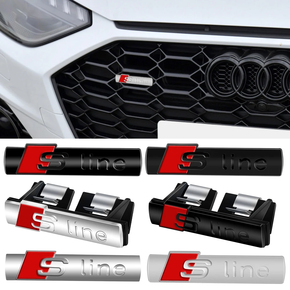 3D Metal S Line Логотип автомобиля Передняя решетка Украшение Боковая наклейка на