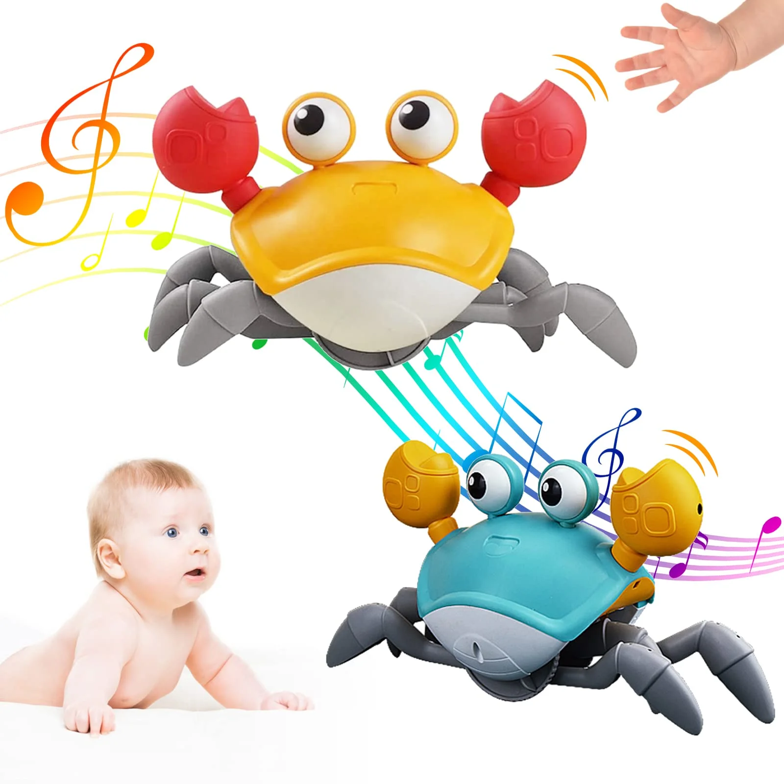 

Electric Music Crawling Crab Baby Toy LED Light Up Kids Toddler Interactive Toys Infant Crawling Toys Escape Crab Rechargeable
