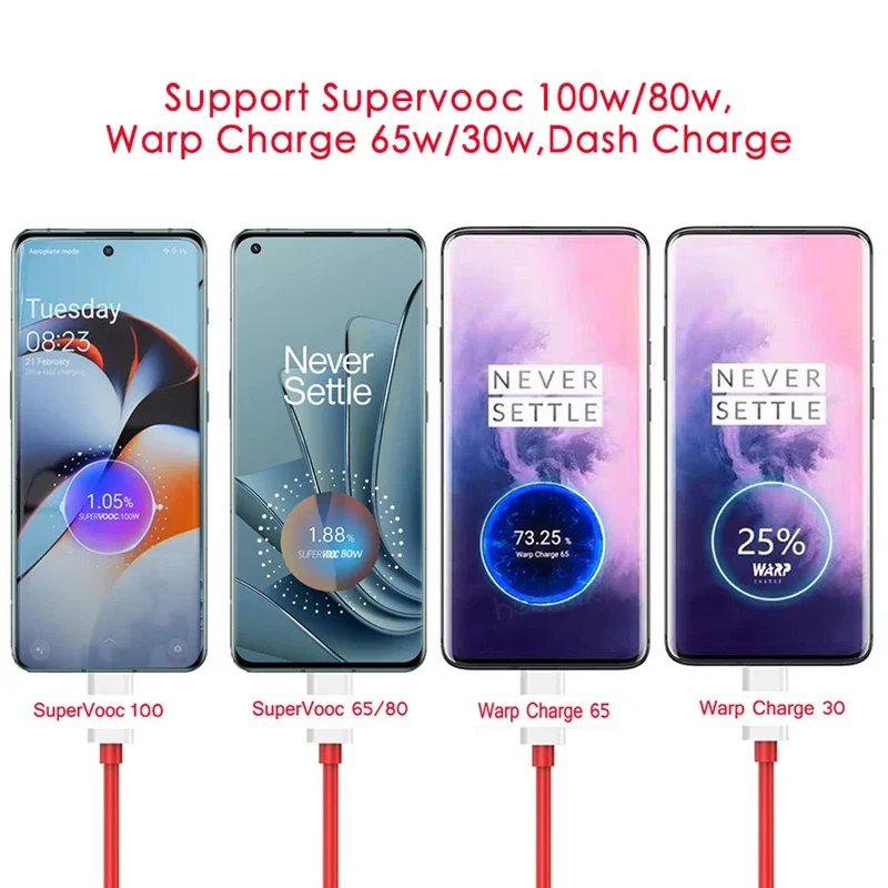 Оригинальное зарядное устройство OnePlus, 100 Вт, адаптер для быстрой зарядки SuperVOOC, USB-кабель типа C для Oneplus 13r 12 12r 11 10 13 Pro (art.: 3920d12b48a52) - 3920d12b48a52