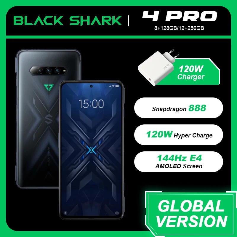 

Global Version Black Shark 4 Pro 5G Smartphone Gaming Phone Snapdragon 888 Celular 120W Charging Magnetic Pop-Up Triggers 144Hz