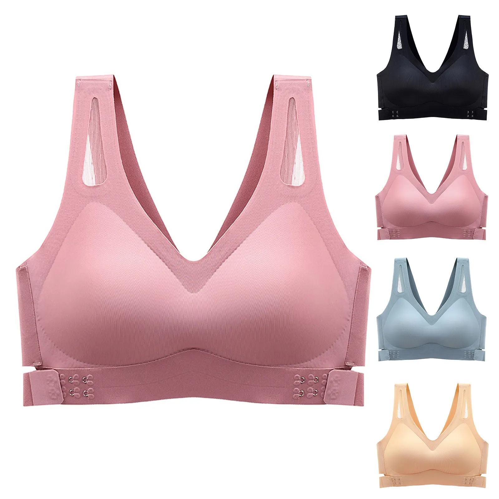 

Women'S Trackless Front Side Buckle Sports Bra With Comfortable Gathering And Anti Sagging Running Vest Chest Side Buckle Bra