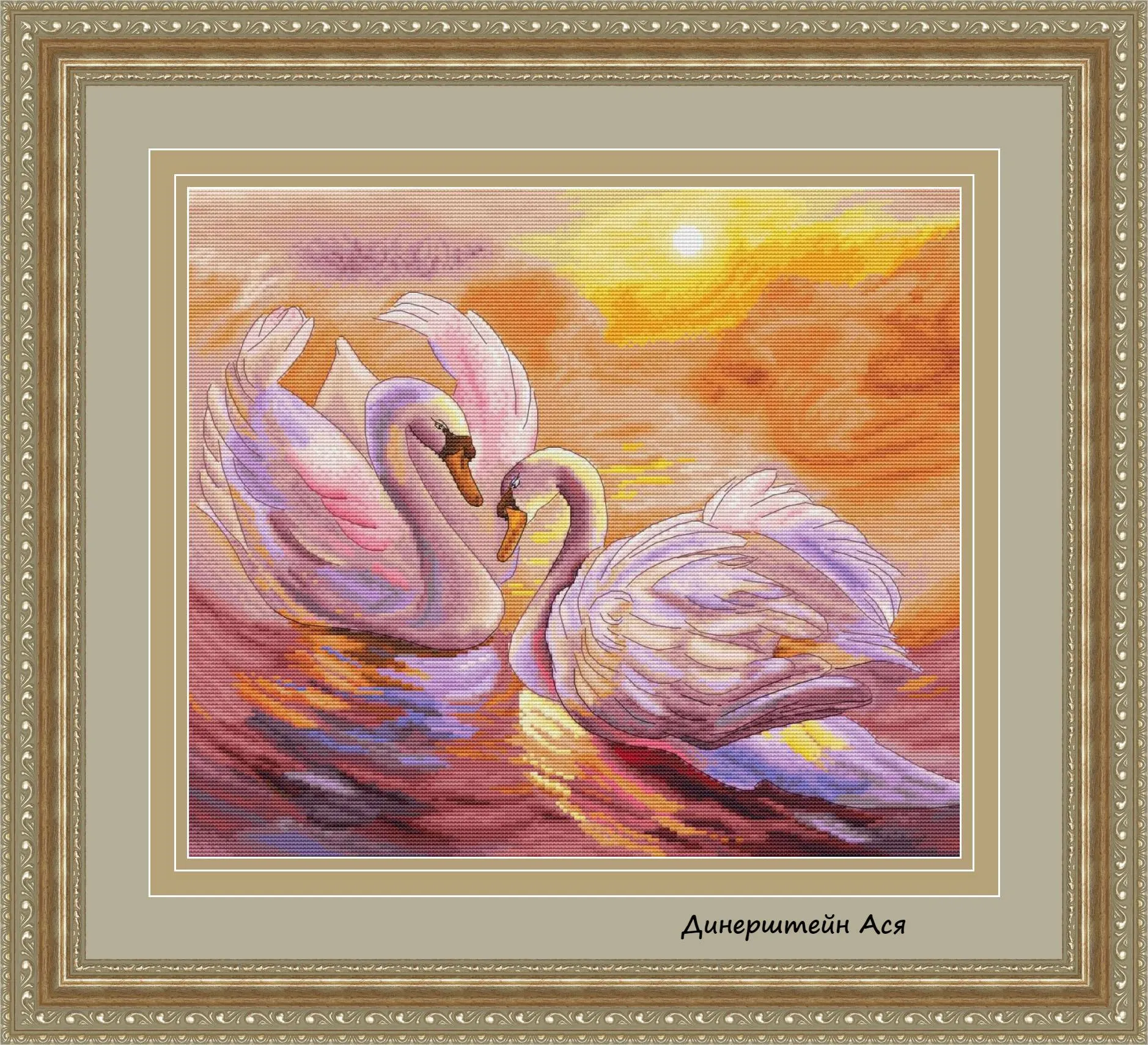 

NN YIXIAO Counted Cross Stitch Kit Cross stitch RS cotton with cross stitch early morning couple swans 48-43