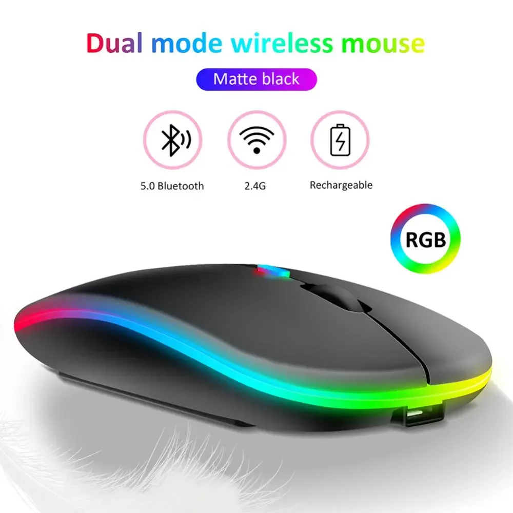 

Mouse with USB Rechargeable RGB Mouse for Computer Laptop PC Macbook Gaming Mouse Gamer 2.4GHz 1600DPI