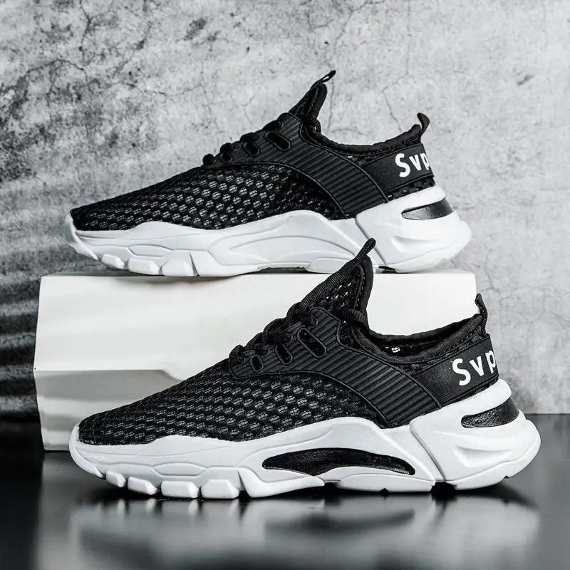 

Men's Summer Shoes Thick Bottom Flying Woven Large Mesh Breathable Sports Shoes Light Comfortable