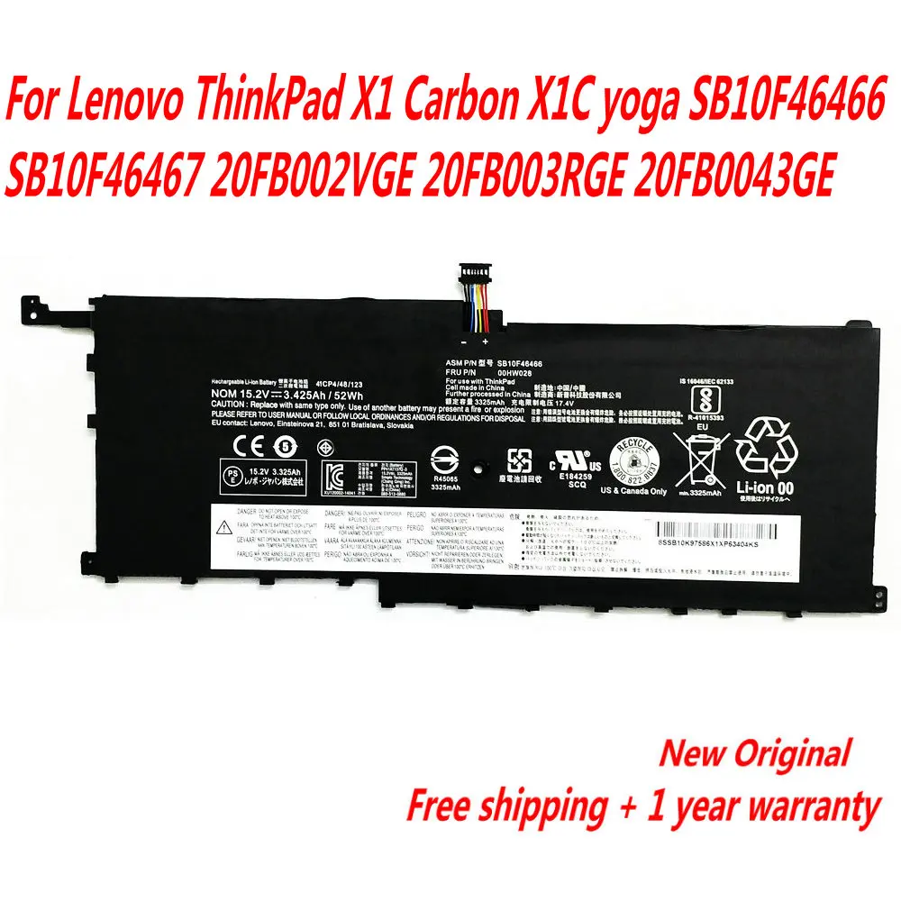 НОВЫЙ 01AV439 аккумулятор для ноутбука Lenovo ThinkPad X1 Carbon X1C Yoga SB10F46466 SB10F46467 20FB002VGE 20FB003RGE
