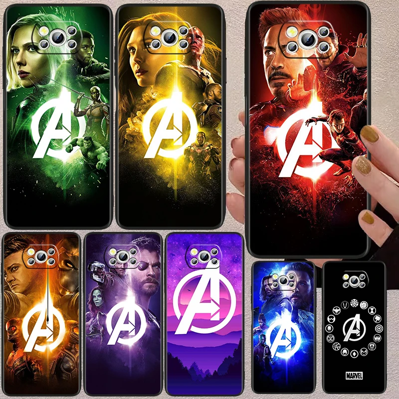 

Marvel Avengers Hero Cool Black Phone Case For Xiaomi Mi Poco X5 X3 Pro X4 F4 F3 GT M5 M5s M4 M3 C55 C50 C40 5G
