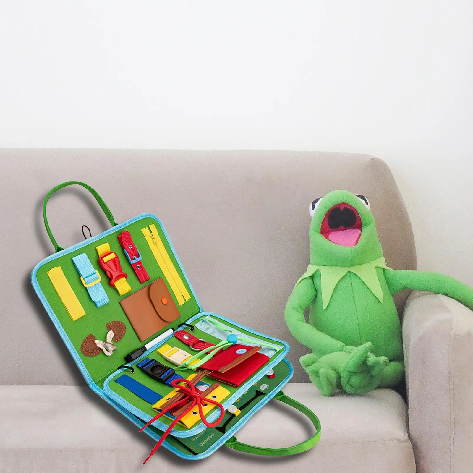 

Montessori Baby Creative Toy, Portable Preschool Educational Toy for Kids,Blue,Green,Pink,Felt,Gift