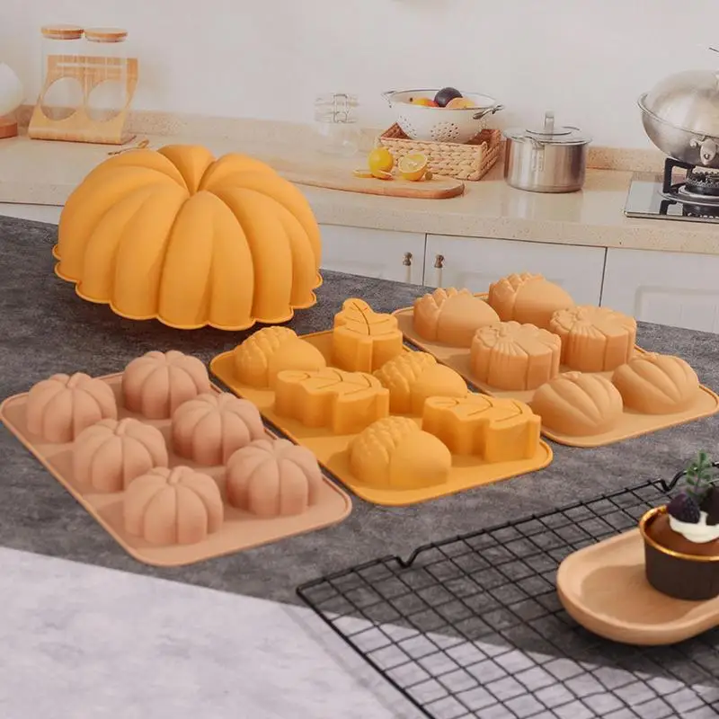Formy silikonowe z dyni do mydła 6-wgłębieniowe jesienne formy pieczenia zbiorów Motyw czekoladowej Fondant cukierków