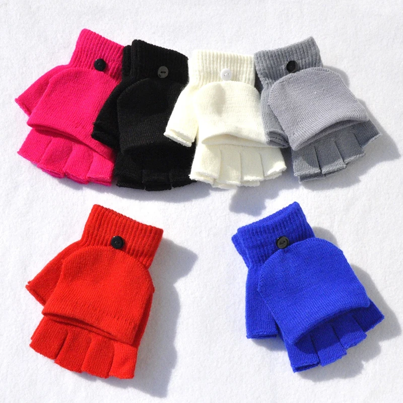 

Outdoor Sports Warm Non-slip Women Men Exposed Finger Gloves Student Writing Game Mittens Flip Cover Half-fingers Gloves 1 Pairs