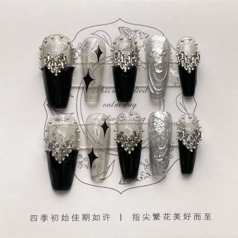 

Высокая яркость Темный панк горячая девушка красота ногтей белый чистый ручной ногтей балета танцор пайетка ногтей Дизайн ногтей