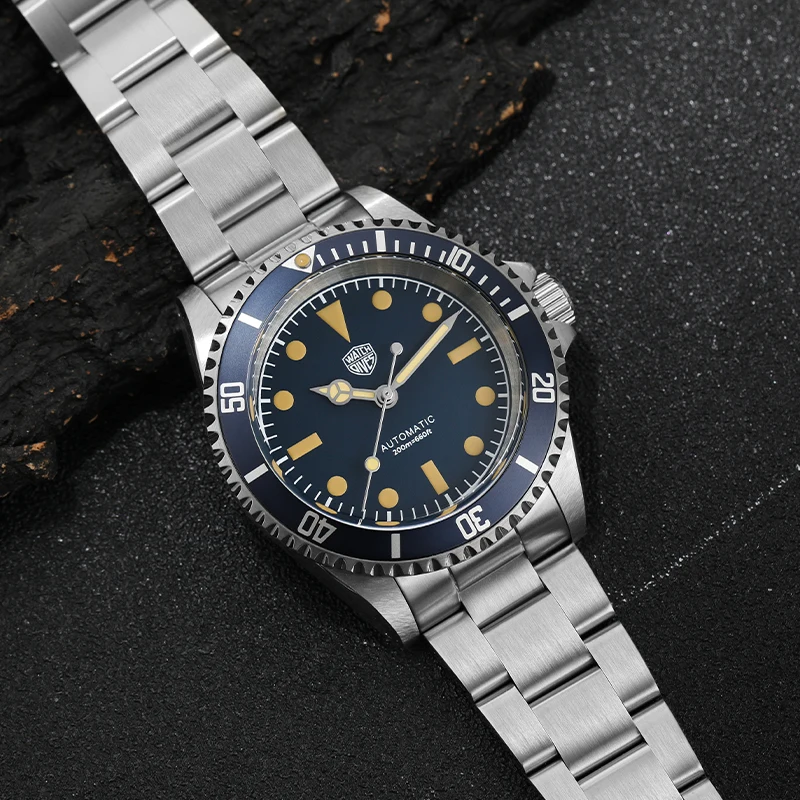 Watchdives WD79090 Часы для дайвинга Vintage Sub NH35 Автоматический механизм Куполообразные
