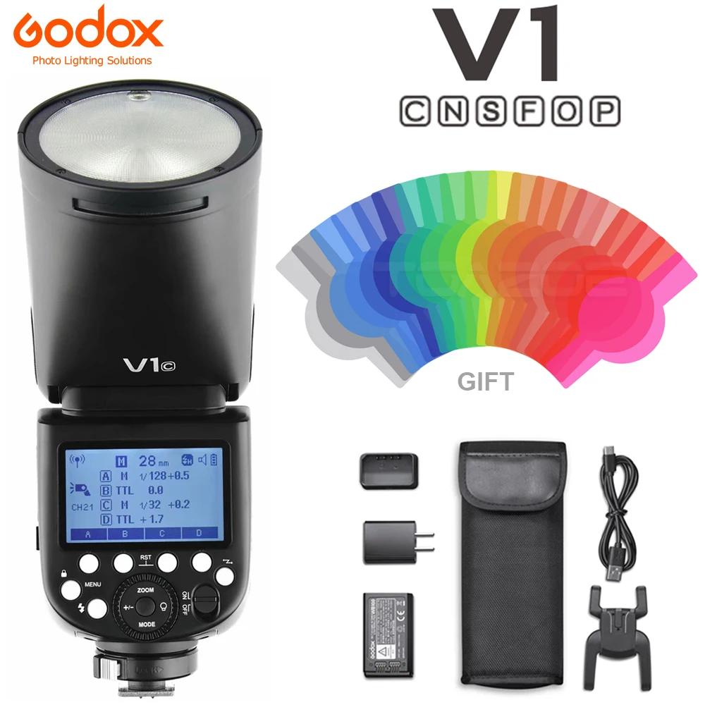 Godox V1 вспышка V1C V1N V1S V1F V1O V1P TTL 1/8000s HSS Литиевая Батарея Вспышка Speedlite для Canon Nikon Sony Fuji Olympus Pentax