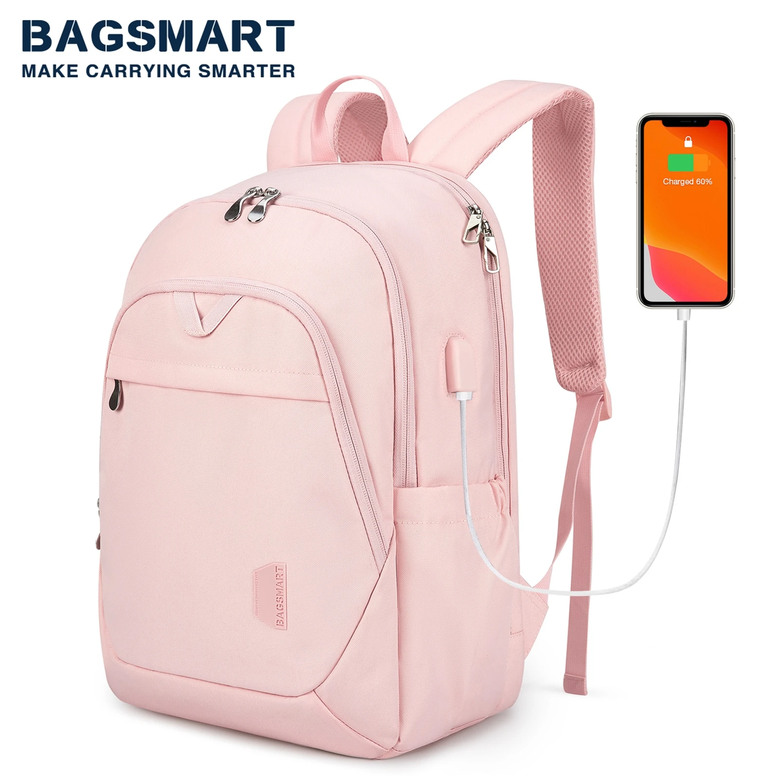 BAGSMART Backpacks for Women College School Bag 17.5’’ /15.6’’ Notebook Travel Laptop Computer Backpack with USB Charging Port