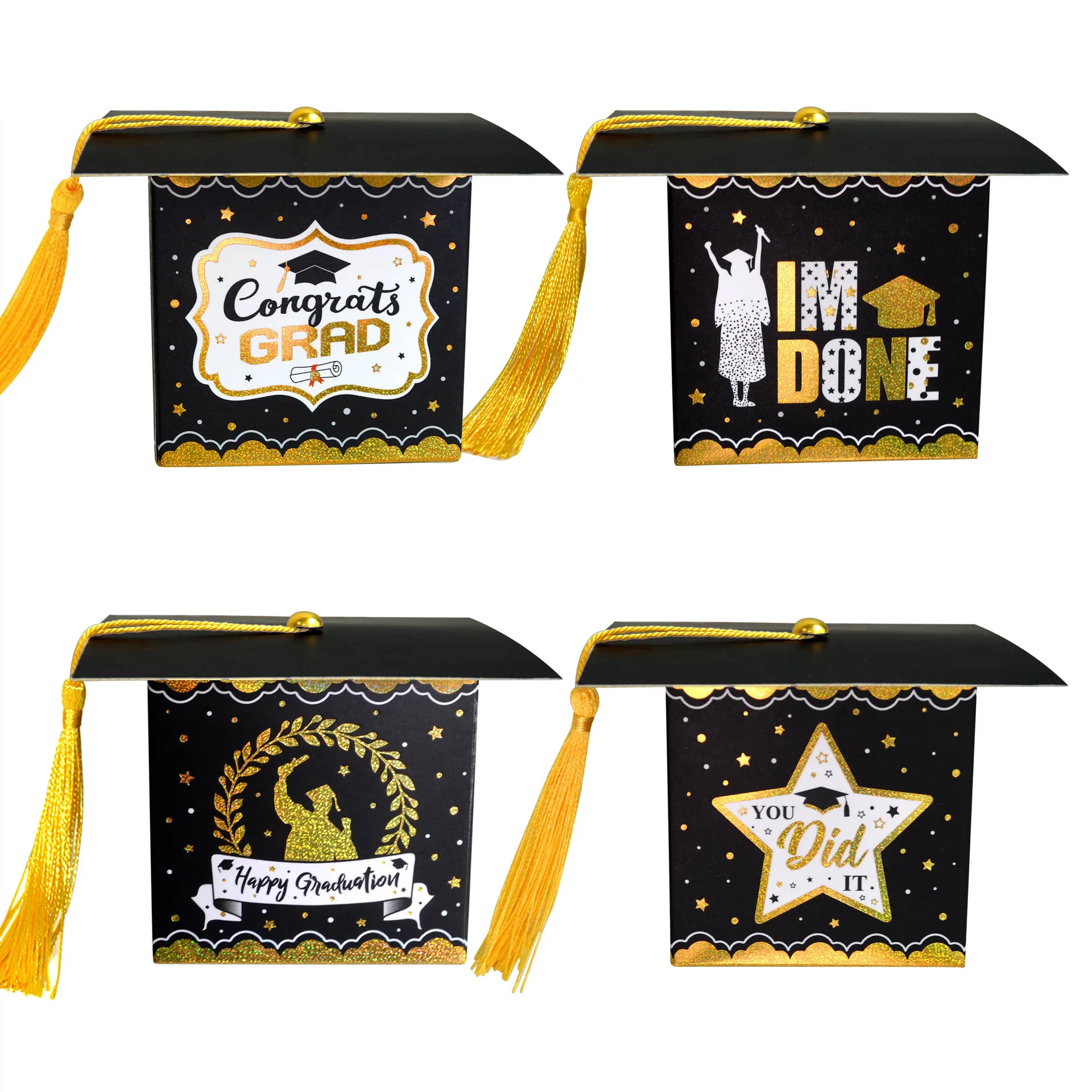 

5/10Pcs Bachelor Hat Cap Candy Box Graduation Cookie Gift Packaging Boxes Bag 2023 Grad Congratulation Party Favors Supplies