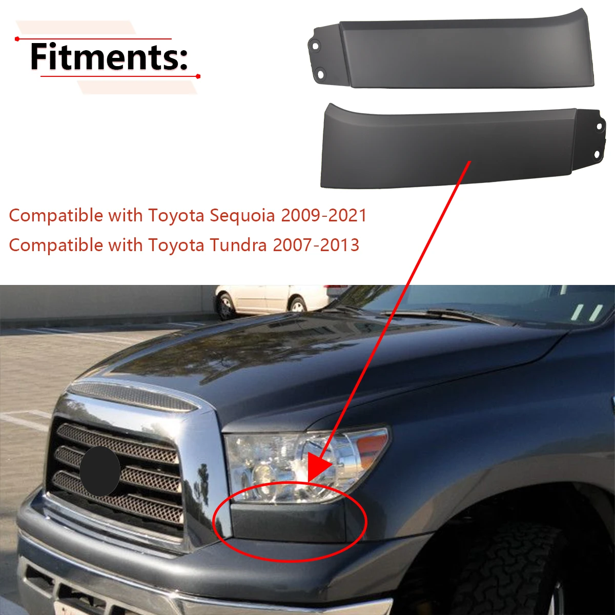 

1 пара наполнителя фар, накладка на крыло, решетка, бампер для Toyota Tundra 2007-2013, для Sequoia 2008-2017 539320 C901