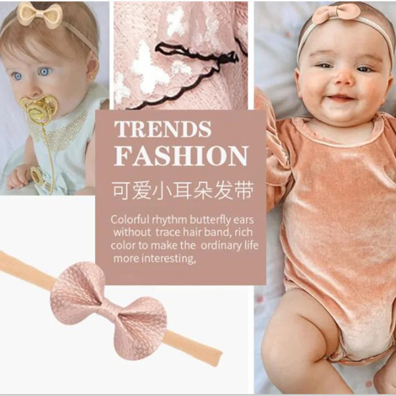 

Clearance Sales Leather Bows Headbands For Baby Girls Butterfly Strong Elastic Toddlers Hairbands Kids Headdress