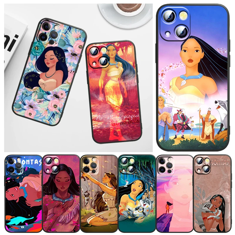 

Phone Case For Apple iPhone 14 13 12 11 mini 8 7 6 XS XR X SE 2020 Pro Max Plus Funda Disney Pocahontas Black Cover