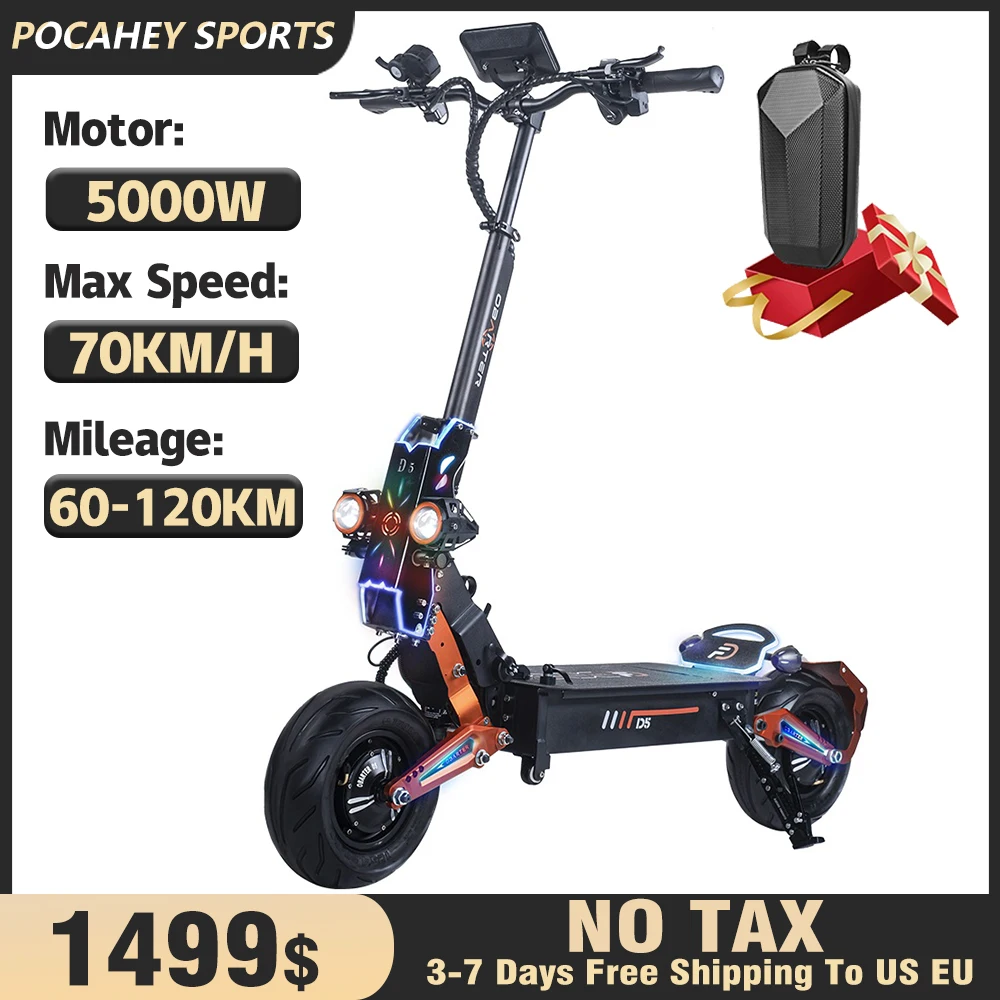 

D5 48V 35AH Electric Scooter 5000W Dual Motor Powerful 70km/h Top Speed 12 inch Road Tires eScooter for Adults 120km Long Range