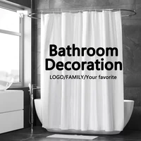 customized logo photo shower curtain waterproof bathroom curtains custom polyester bath decor with hooks pod bath curtain