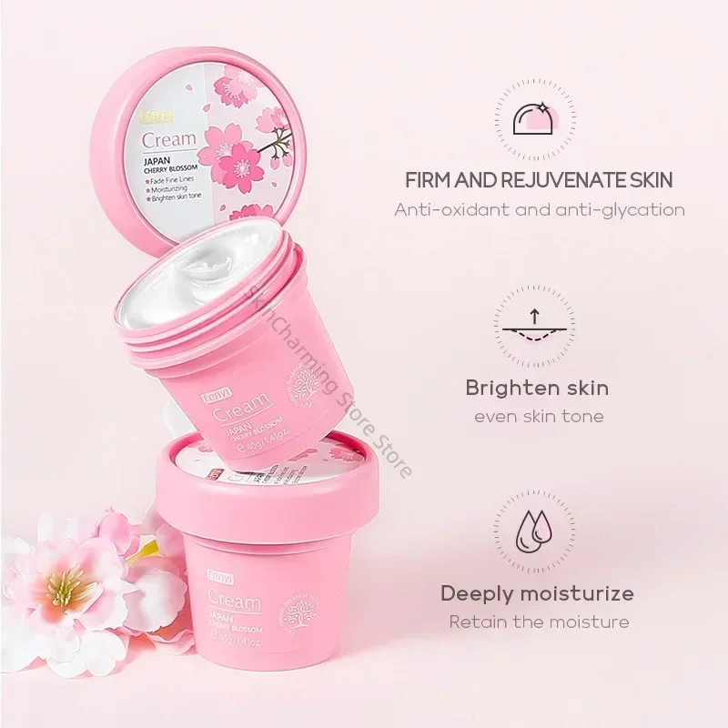 Akura Essence Creme Facial Japão Flor de Cereja Hidratante Melhorando a Secura and Rugosidade Cuidadoscoma Pele do Rosto 40 г