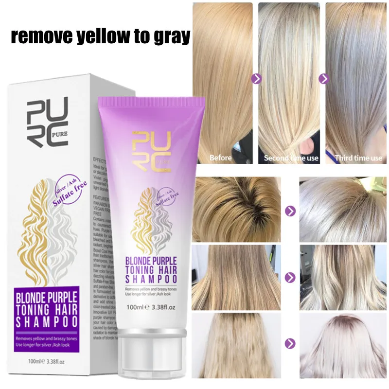 

Пурпурный шампунь PURC для светлых волос, удаляет бриллиантовые желтые оттенки, осветляет светлые, пепли, серебряные, серые, шампунь для ухода...