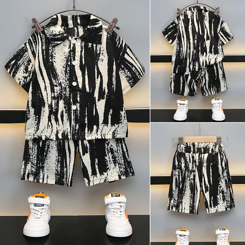 

Boy Summer Clothes Striped Pattern Costume For Boys Casual Style Kids Clothes Boys Newest Childrens Clothing