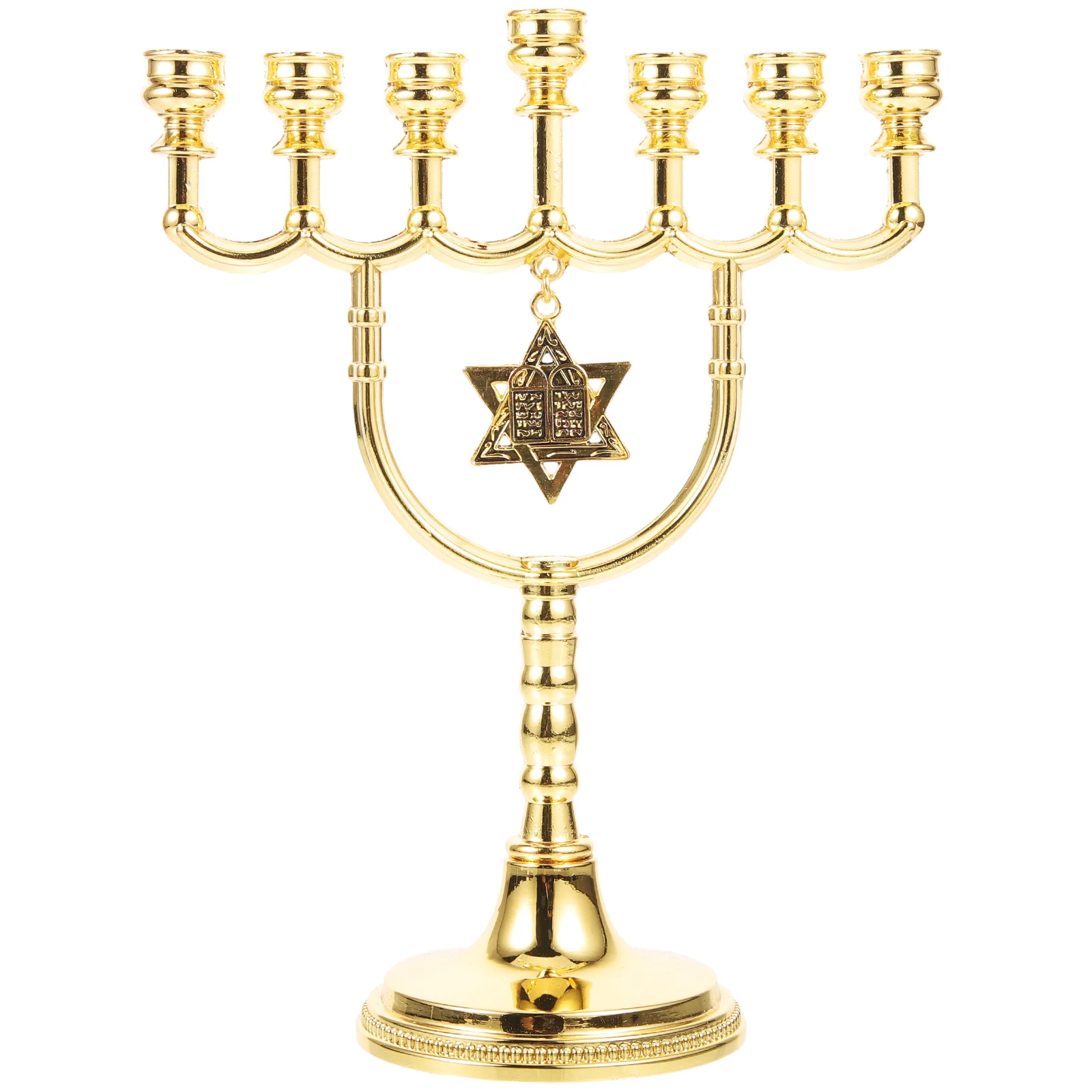 

Seven Headed Candlestick 7-arm Ornaments Stand Menorah Holder Jewish Metal Holders Sticks