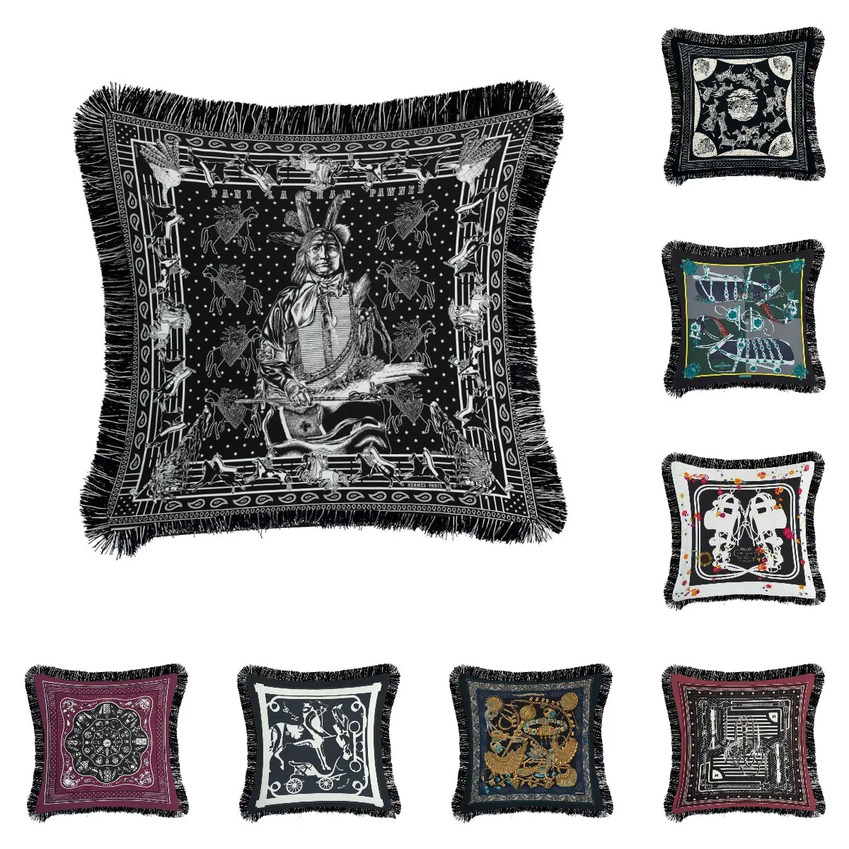 

Наволочка для подушки, чехол для подушки на молнии для дивана, кровати, роскошная черная бархатная наволочка с кисточкой для гостиной, сада, ...