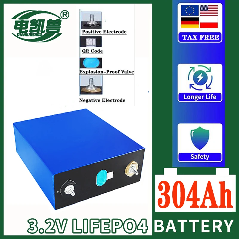 Аккумуляторная батарея LiFePO4 3 2 В класса A 304 Ач подходит для DIY 12 24 48