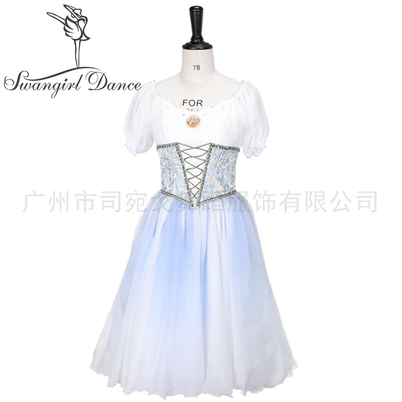 Blue La fille mal gardée Romantic Ballerina Dress Professional Ballet Costumes For Girls BT4138
