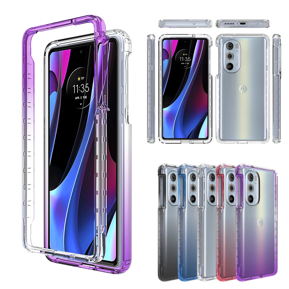 

For Motorola Edge 30 Pro Edge20 20 Lite Moto E20 E7i E7 Power One 5G Fusion Fusion+ Hard PC+Soft TPU Gradient Color Phone Case