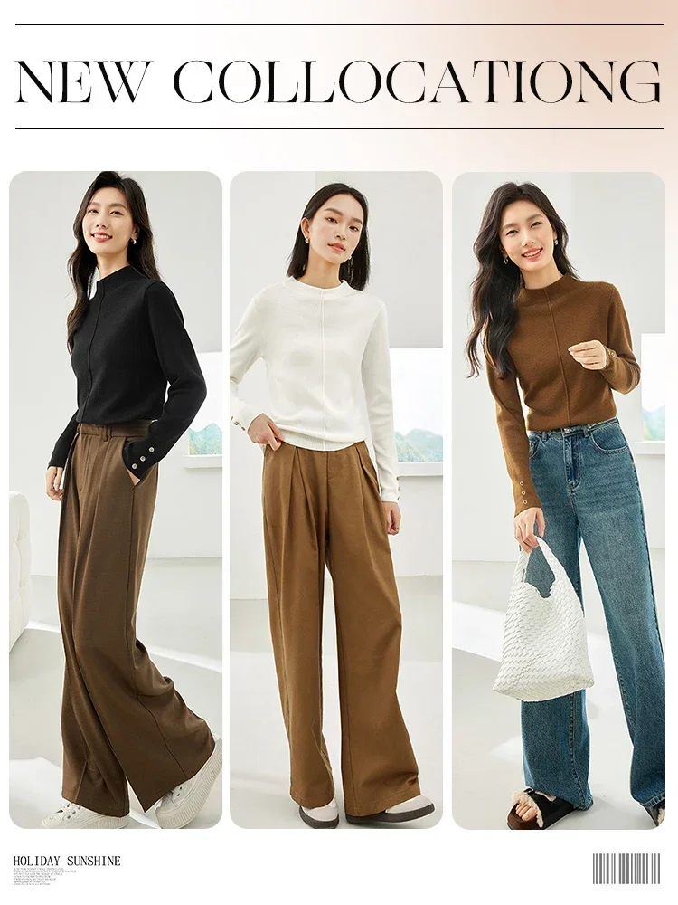 Пуловер женский трикотажный с длинным рукавом на осень и зиму