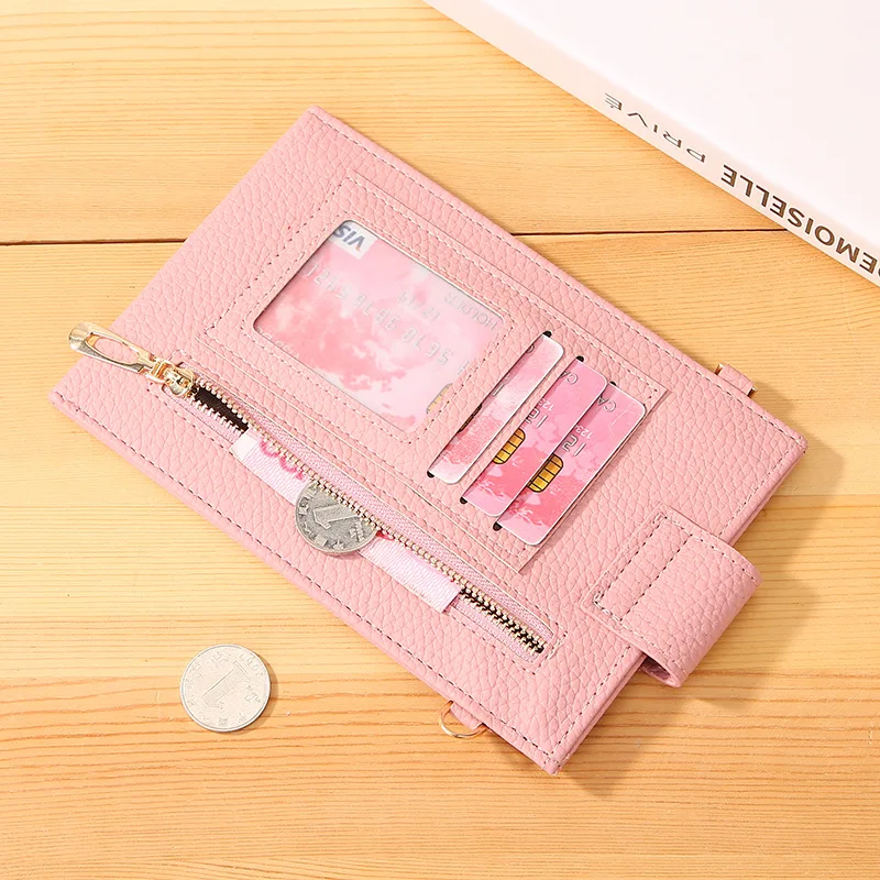 Korean version of the new ladies' bag solid color vertical litchi pattern mobile phone bag thin small cross-body bag mini should