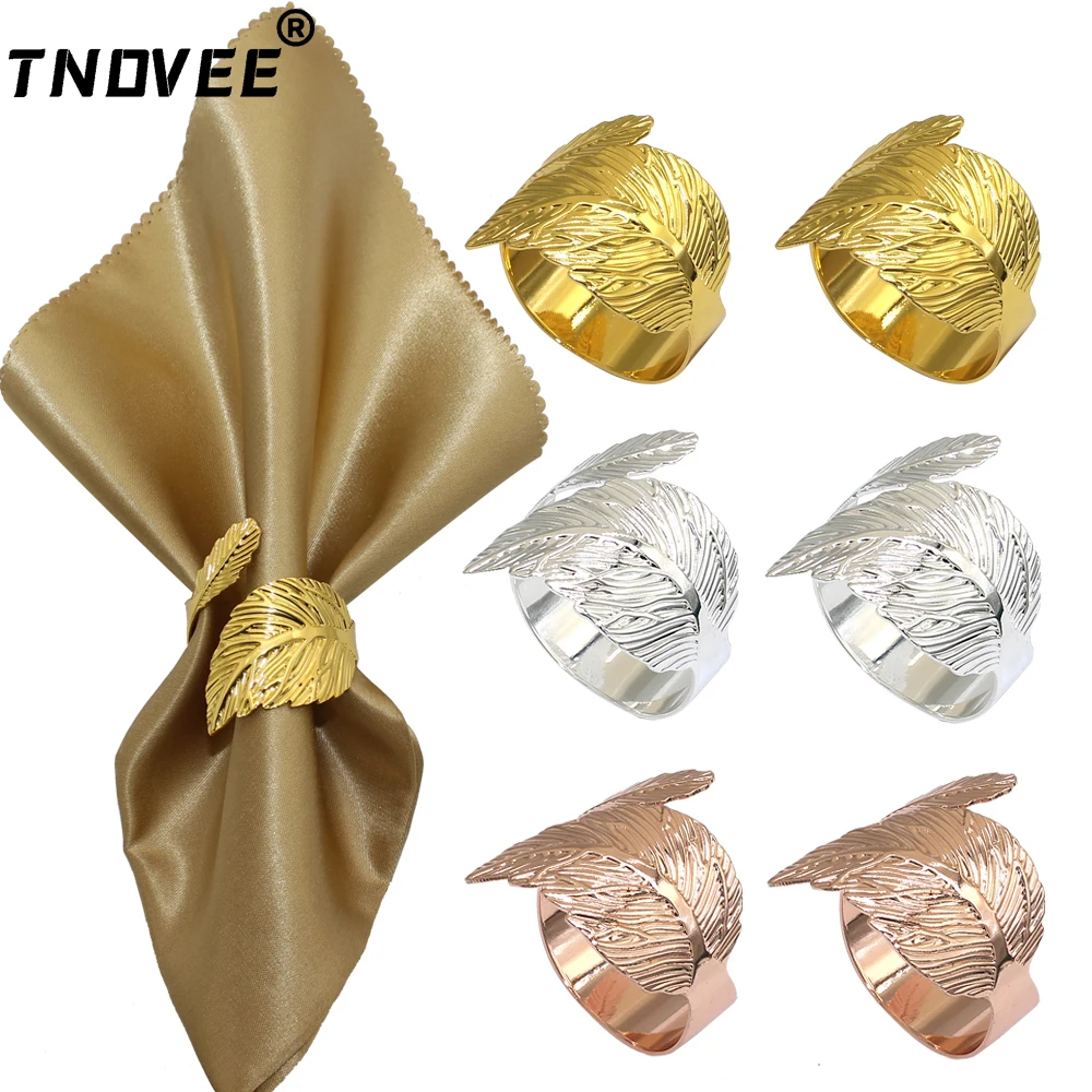 

6 шт. золотые кольца для салфеток в форме листьев, держатель для салфеток, кольца для рождества, официальный или Повседневный декор для обеденного стола