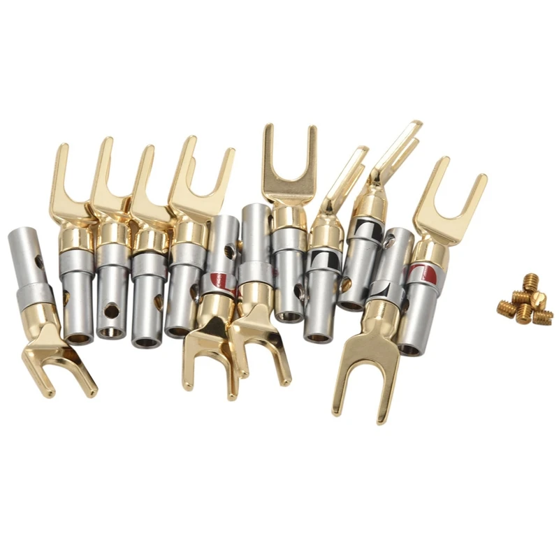 

Y Plug 45 Degree Terminal Spade Connector For Speaker Wires Diy/Speaker Connecti Wire Diy - Pack Of 12(6 Black + 6 Red)